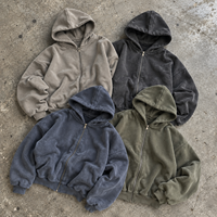 Sweat à capuche zippé personnalisé pour homme, en polaire épaisse 300 g/m², style streetwear, coupe ample et oversize, épaules tombantes, imprimé, automne