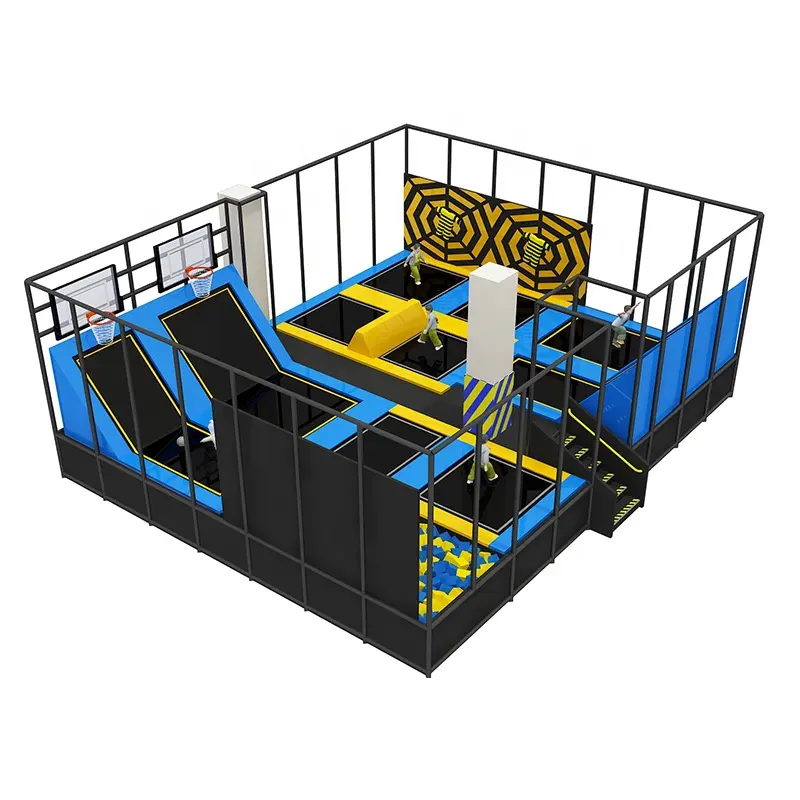 Trampoline Park Commercial Commercial Indoor Elastic Bed Trampoline Park With Climbing Wall