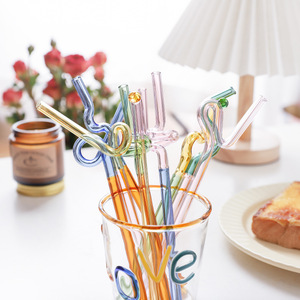Ensemble de pailles en verre de style japonais, boîte cadeau, transparentes, pour jus, lait, thé, courbées, torsadées, droites - Product Image 4