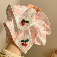Rose cerise Floral carré écharpe grand chouchou femmes cheveux cravate Style coréen cheveux accessoire 2025 nouveau Style