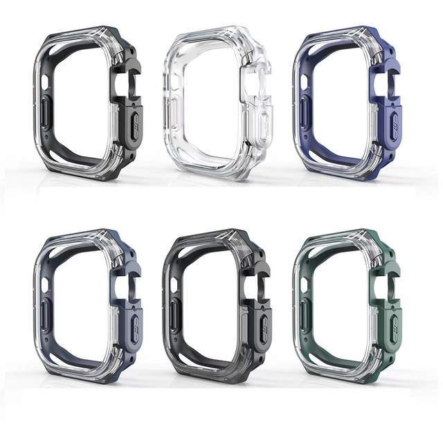 Two-color Transparent Protective case for apple Watch Ultra 49mm 46mm 42mm 44mm 45mm 41mm 40mm