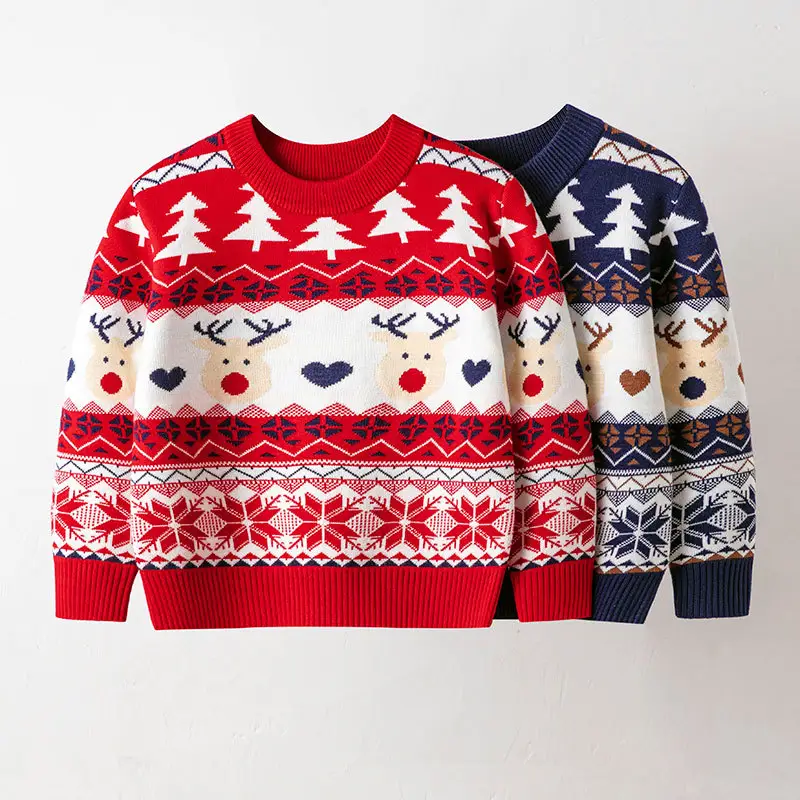 JM grosir baru musim dingin Eropa dan Amerika anak-anak rajutan Natal bayi laki-laki pola Pullover sweater untuk pakaian anak