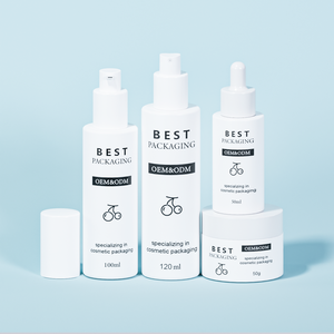 50ml/100ml/120ml 무광 흰색 원통형 유리 로션 병(흰색 펌프 스프레이 탑 포함) 및 크림 용기 세트(스킨케어 포장용) - Product Image 2