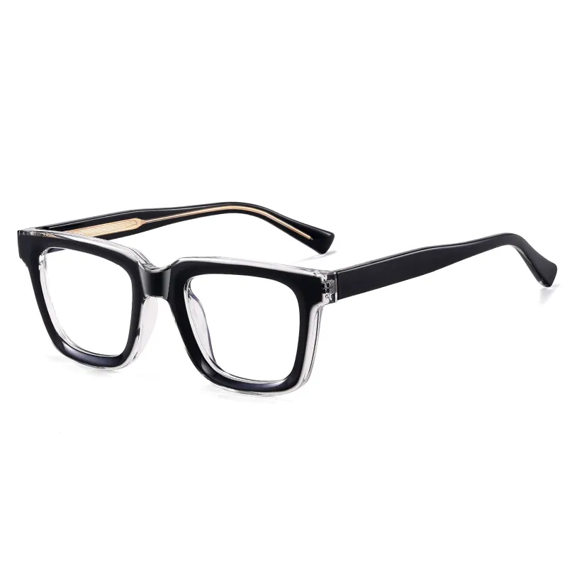 Retro kare kalın çok renkli gözlük çerçeveleri saf el yapımı Unisex Tr90 gözlük çerçeveleri toptan için
