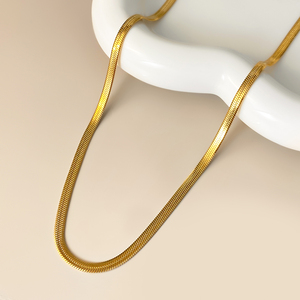 Pulsera de Cadena de Serpiente Plana de Acero Inoxidable Chapada en Oro de 18k con Circonita de Moda para Mujer - Product Image 3