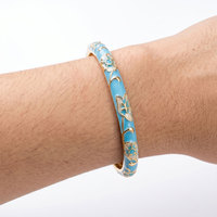 Gelang Cloisonne Bermotif Bunga, Gelang Manset Terbuka Pola Bunga Enamel Vintage Perhiasan Gaya Cina Warna-warni Hadiah untuk Wanita