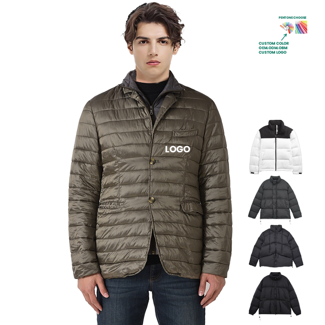 Stand Collar Cropped Coat Lightweight Breathable Outwear Puffer Down Jackets for Men