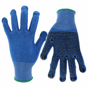 SONICE Guantes de trabajo de punto de algodón con puntos de PVC anticorte de alta calidad Protección de manos recubierta de Palma antideslizante - Product Image 3