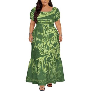 Nuevo Vestido de Mujer al por Mayor Personalizado, Negro, Crema y Dorado, con Estampado Tribal Geométrico Tradicional, Cuello Cuadrado, para Vacaciones en las Islas del Pacífico o Iglesia - Product Image 3