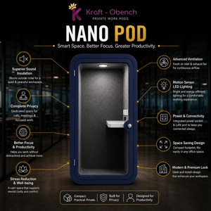 Cabina de Oficina Individual de Primera Calidad con Diseño Acústico Insonorizado para Espacio de Trabajo Privado y Llamadas Telefónicas en Venta - Product Image 5