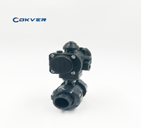 COKVER CK56 Katup Bola Pneumatik 2 Arah untuk Minyak Gas Air Aksi Ganda PVC/Cpvc DN15 DN100 PN1.0 MPA Suhu Sedang