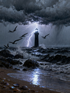 Modern Seascape <strong>Lighthouse</strong> Beach Landscape Canvas Print <strong>Painting</strong> with Digital Printing Eco-Friendly Wall Art for Living Room - Product Image 2
