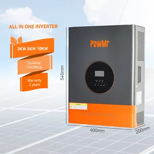 PowMr Pure Sine Wave 3/5/10KW Solar Inverter Charger 24/48V DC to 110/230V AC 120A MPPT All In One Solar Inverter