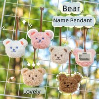 Porte-clés en peluche tête d'ours adorable, personnalisable avec nom d'enfant, pour sac, décoration animale en peluche pour enfants - Vente chaude
