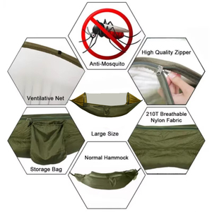 <span class=keywords><strong>Hamac</strong></span> de camping à ouverture rapide entièrement automatique avec moustiquaire, confortable pour l'extérieur, en taffetas de nylon 210T, avec sangles d'arbre - Product Image 2