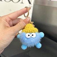 Porte-clés de voiture en peluche douce en fourrure de vison, motif animal mignon (ours/cochon), populaire sur Instagram pour les couples, à suspendre au sac