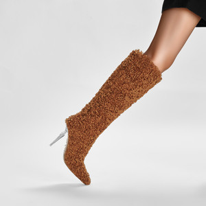 Bottines en fourrure pour femme, bout pointu, talons aiguilles, nouvelle mode, fourrure synthétique - Product Image 4