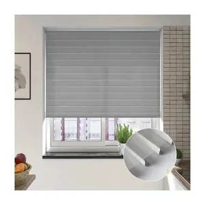 Runchen Indoor Elétrica Automatizada Motorizada Inteligente Bateria Remota Janela Blackout Shangrila Shade Blinds Tecido Moderno Zen Roller