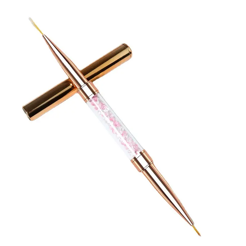 Akrilik gül altın çift amaçlı tel için tırnak fırçaları-cetvel kalemi manikür aracı seti
