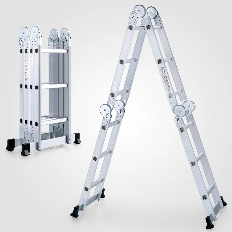 4x3 Aluminium Multi Purpose Folding Extension Ladder 3.6M Heavy Duty Combination Step Ladder EN131