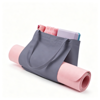 Tas Penyimpanan Matras Yoga Kanvas Katun Organik Besar dengan Logo Kustom, Tas Belanja Yoga, Tas Jinjing Ramah Lingkungan untuk Gym dan Pantai