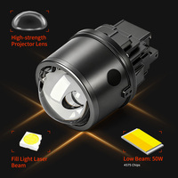 Projecteur de feux antibrouillard laser bi-LED tricolore haute puissance à faisceau spot laser haut/bas de 3 pouces pour Toyota Corolla et voitures universelles