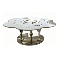 Table d'appoint de chevet en métal fantaisie avec plateau en marbre, table basse de salon, table décorative pour chambre à coucher, mobilier pour la maison et l'hôtel - Vente chaude