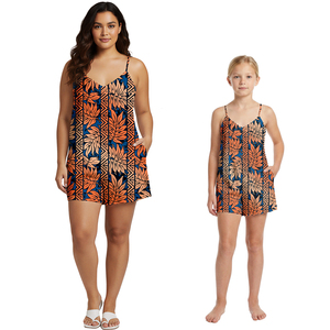 Trajes enterizos sexys para mujer, body personalizado con estampado tribal samoano y fijiano, monos para niñas, conjuntos <span class=keywords><strong>de</strong></span> mamá e hija, shorts hawaianos. - Product Image 5
