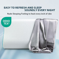 Housse de coussin cervical rafraîchissante et respirante en soie douce, forme ondulée, toucher lisse