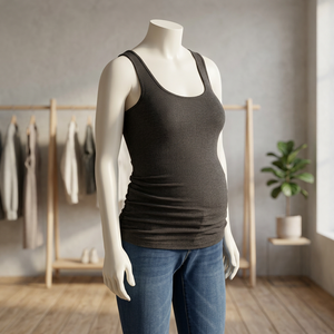 Camiseta sin mangas cómoda y versátil con cuello profundo para maternidad y embarazo, cuello redondo Sexy para mujeres embarazadas y niñas, tela de punto - Product Image 2