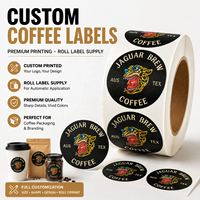 Étiquettes de café personnalisées, papier couché mat, autocollants en rouleau adhésifs pour les sacs de café, les tasses, les bocaux et les emballages de marque