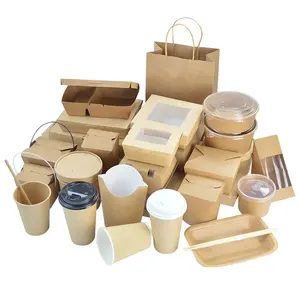 Takeaway Food Boxes Packaging Kraft Paper Biodegradable Disposable Sandwich Box Customized Mooncake Paperboard Milk Cans Accept