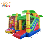 WINSUN pour enfants Lion Paradise Château gonflable avec toboggan double entrée, structure de saut Jungle commerciale pour fêtes