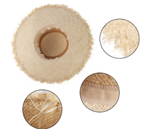 Chapeaux de paille en raphia pour femmes, tressés à la main, accessoire d'été à Large bord, pour la plage, personnalisés, vente en gros,