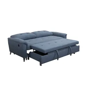 Tempat Tidur Sofa Ruang Tamu, Kain Modern Furnitur Sofa Ranjang Longgar