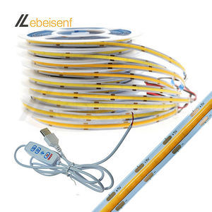 5 м/рулон DC USB 5 В COB светодиодные полосы 300 светодиодов/м 3000 К 4000 К 6000 К натуральный теплый белый 8 мм широкий светильник лента с USB Мужской диммером - Product Image 1