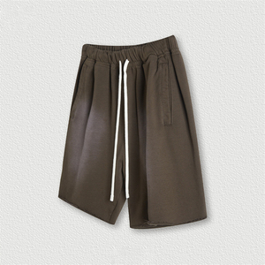 Breathable High Quality 100% Cotton Solid Custom Logo Plain Dyed Unisex Vintage Washed Streetwear <b>Shorts</b> for <b>Men</b> & Women - Product Image 1