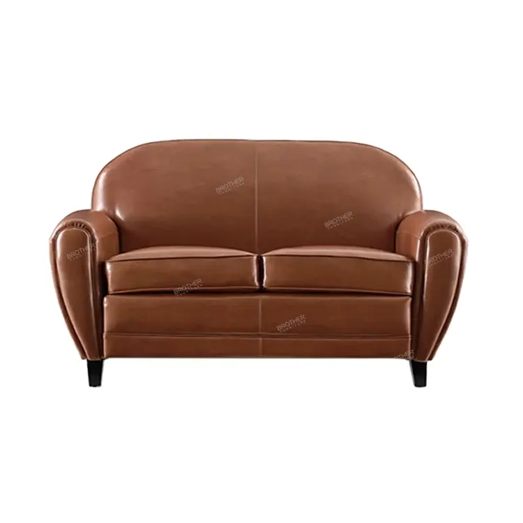 Hot sale contemporary 2 seater brown leather sofa set