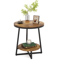 Table basse ronde industrielle à deux niveaux Tribesigns, nouveau style, table d'appoint en bois pour salon, meuble en panneaux de bois