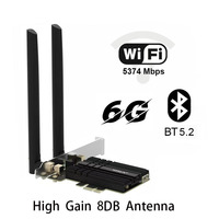 Tarjeta de Red Inalámbrica Intel AX210ngw 802.11AX PCIe para Escritorio, 3000Mbps WiFi 6E Doble Banda 2.4G/5G/6G BT 5.2 Interna Intel AX210