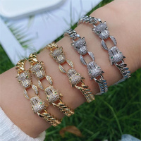 Bracelet léopard Double tête pour femme, en cuivre, style européen et américain, avec ouverture ajustable, tendance