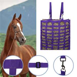 Free Sample Adjustable High-capacity Four Sided Fabric <b>Slow</b> <b>Feeder</b> <b>Horse</b> Hay Bag With Metal Hook - Product Image 2