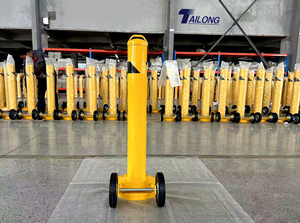 移動式安全ボラード（車輪付き）、セキュリティ警告用鋼管ボラード、可動式駐車場ガードポスト、道路移動式交通障害物 - Product Image 5