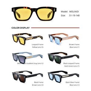 نظارات شمسية بورريجلز أسيتات مستقطبة للنساء، تصميم جديد <span class=keywords><strong>2026</strong></span>، نظارات شمسية مربعة كلاسيكية للرجال بعدسات عاكسة من مولينوي - Product Image 3