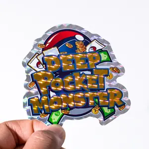 Glitter Hologram Custom Printing Durable Vinyl PVC Self-Adhesive Waterproof Die Cut Sticker Logo Custom Holographic Stickers