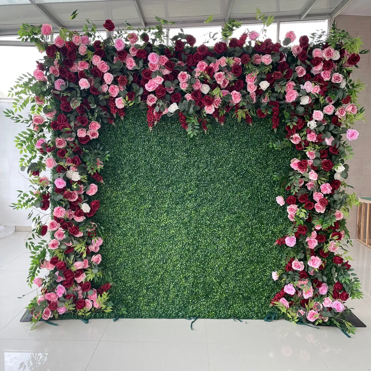 Toile de fond de mur de fleurs de jardin de couleur de mariage pour la décoration de mariage et de fête