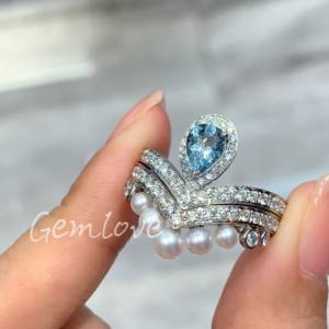 Anillo de oro de 18 quilates con forma de corazón para mujer, con diamantes cultivados en laboratorio certificados por IGI y perlas, una idea de regalo romántica. - Product Image 5