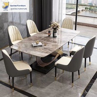 Ensemble table et chaises en ardoise de style italien pour petites maisons, design nœud chinois, mobilier moderne minimaliste et tendance