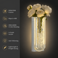 Applique Murale Moderne en Acrylique en Forme de Vase à Fleurs d'Orchidée, Lampe LED à CRI 90 Élevé, Gradation Trois Couleurs pour Chambre et Hôtel, Décoration Intérieure