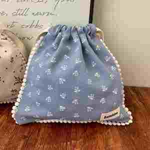 Wholesale Floral Cotton <b>Drawstring</b> Cosmetic Bag Custom Bags with Logo Pouch Packaging with String Bag Recyclable - Product Image 6